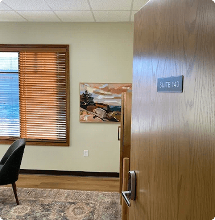 Entrance to Lite Medical treatment room in Suite 140, Rochester, Minnesota, showing a private and welcoming clinical space.