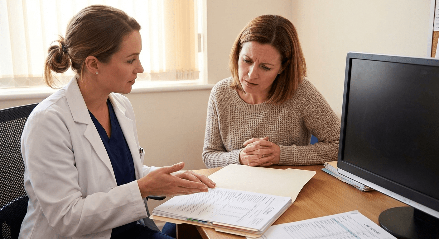 A physician discusses hormone replacement therapy contraindications with a patient at Lite Medical's Rochester clinic, ensuring safe treatment options for women.