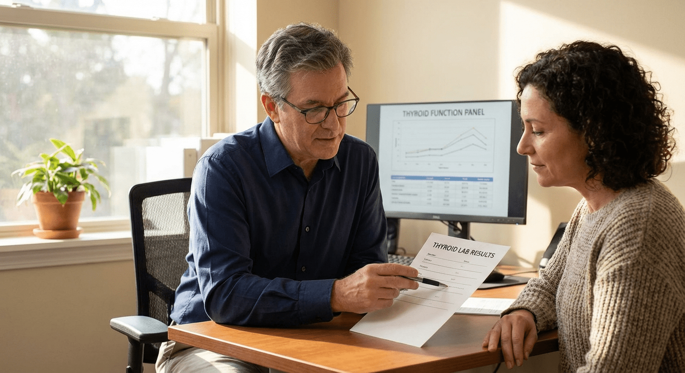 A physician discusses subclinical hypothyroidism treatment with a patient at Lite Medical's Edina clinic, providing personalized care for thyroid health.
