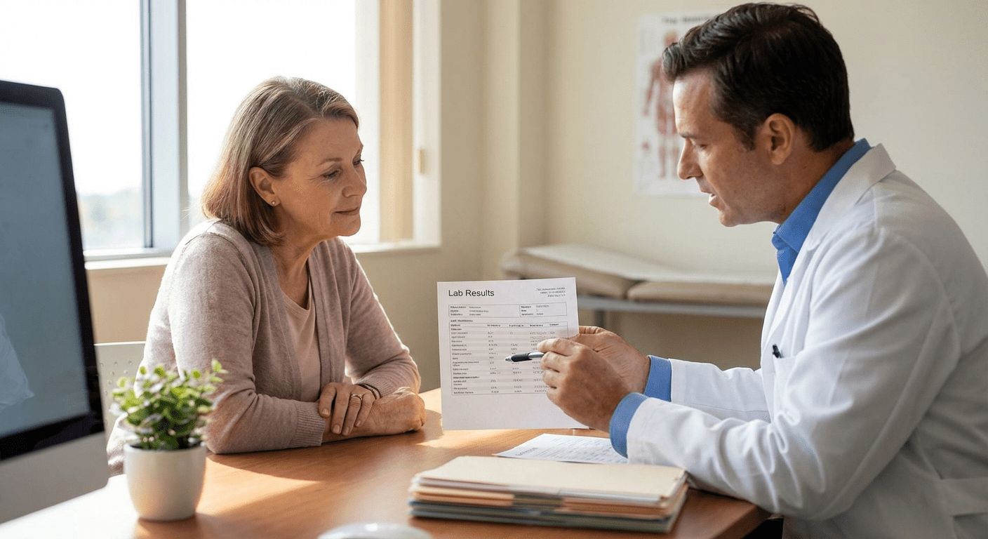A physician consults with a patient about female testosterone therapy side effects at Lite Medical's St. Paul clinic, providing physician-led hormone care.
