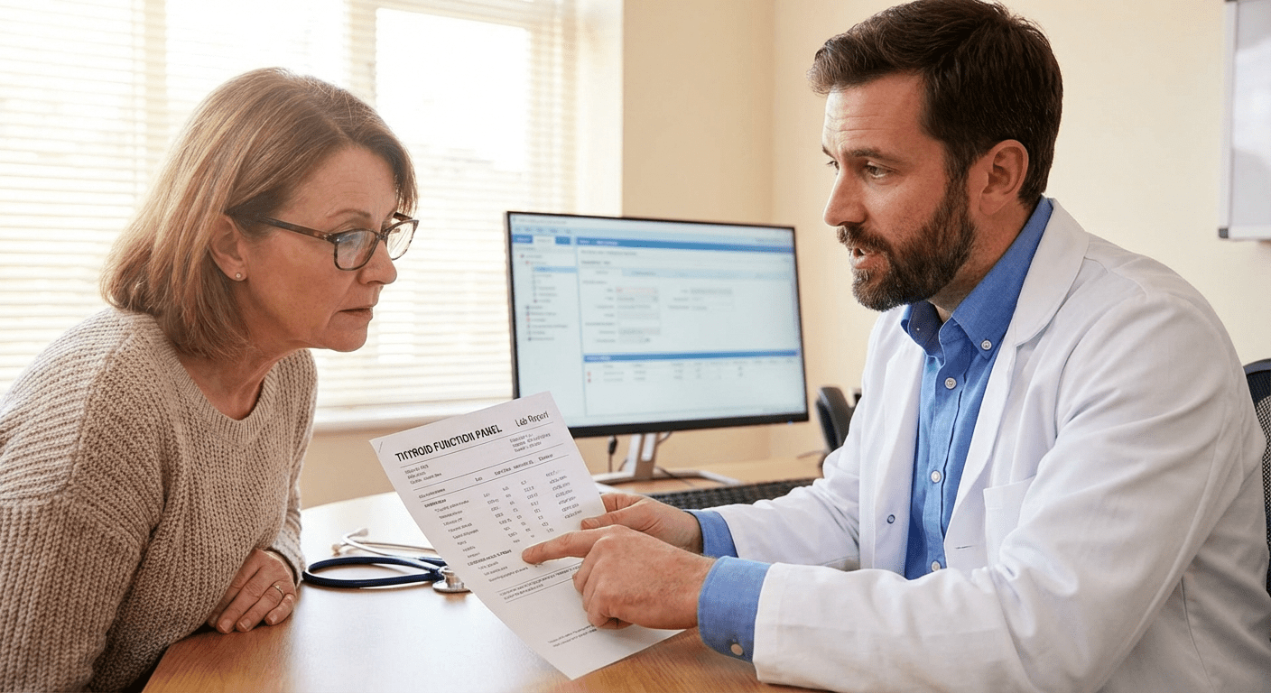 A physician consults with a patient about tissue hypothyroidism at Lite Medical's Minneapolis clinic, providing physician-led care for thyroid function evaluation when TSH fails.