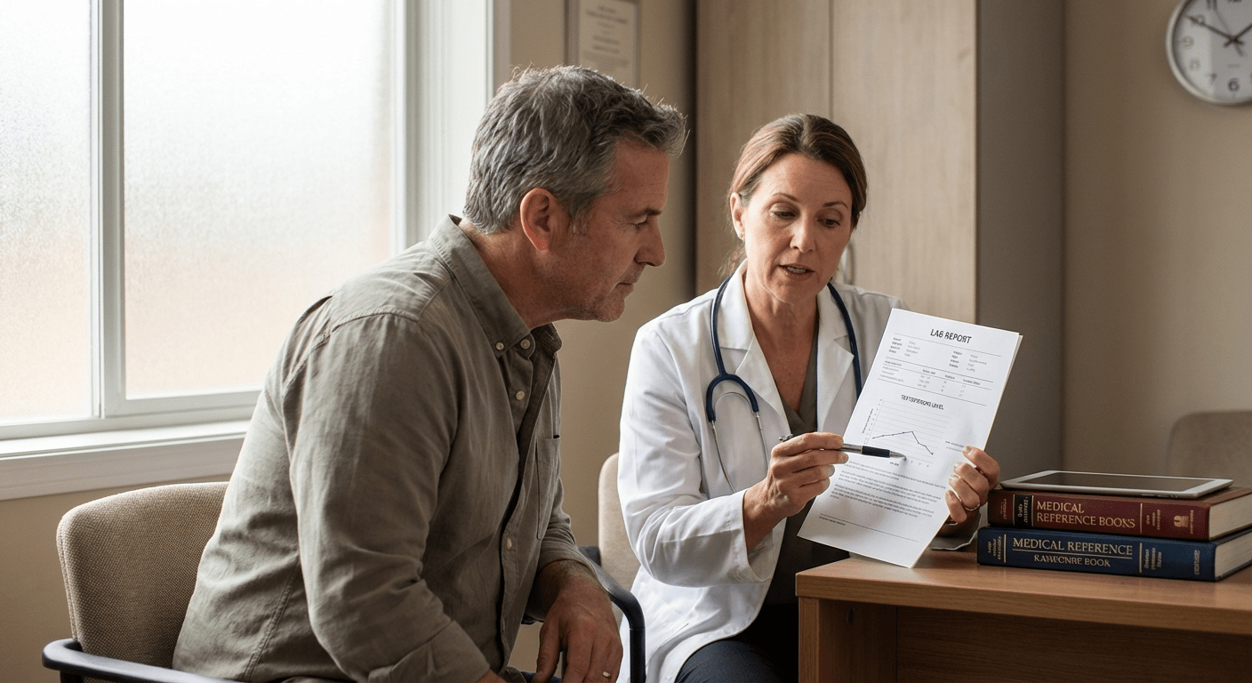 A physician discusses long-term TRT safety with a patient at Lite Medical’s St. Paul clinic, providing evidence-based care for testosterone replacement therapy.