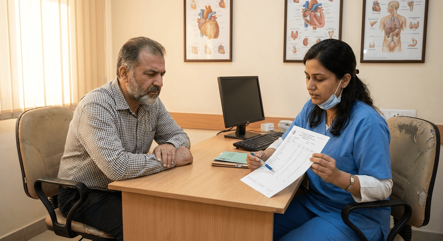 A physician consults with a male patient about TRT and cardiovascular health at Lite Medical's Blaine clinic, providing evidence-based physician-led care.