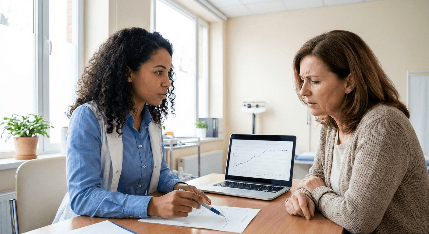 A physician consults with a patient about weight loss strategies using semaglutide at Lite Medical's Edina clinic, providing physician-led care for overcoming weight loss plateaus.